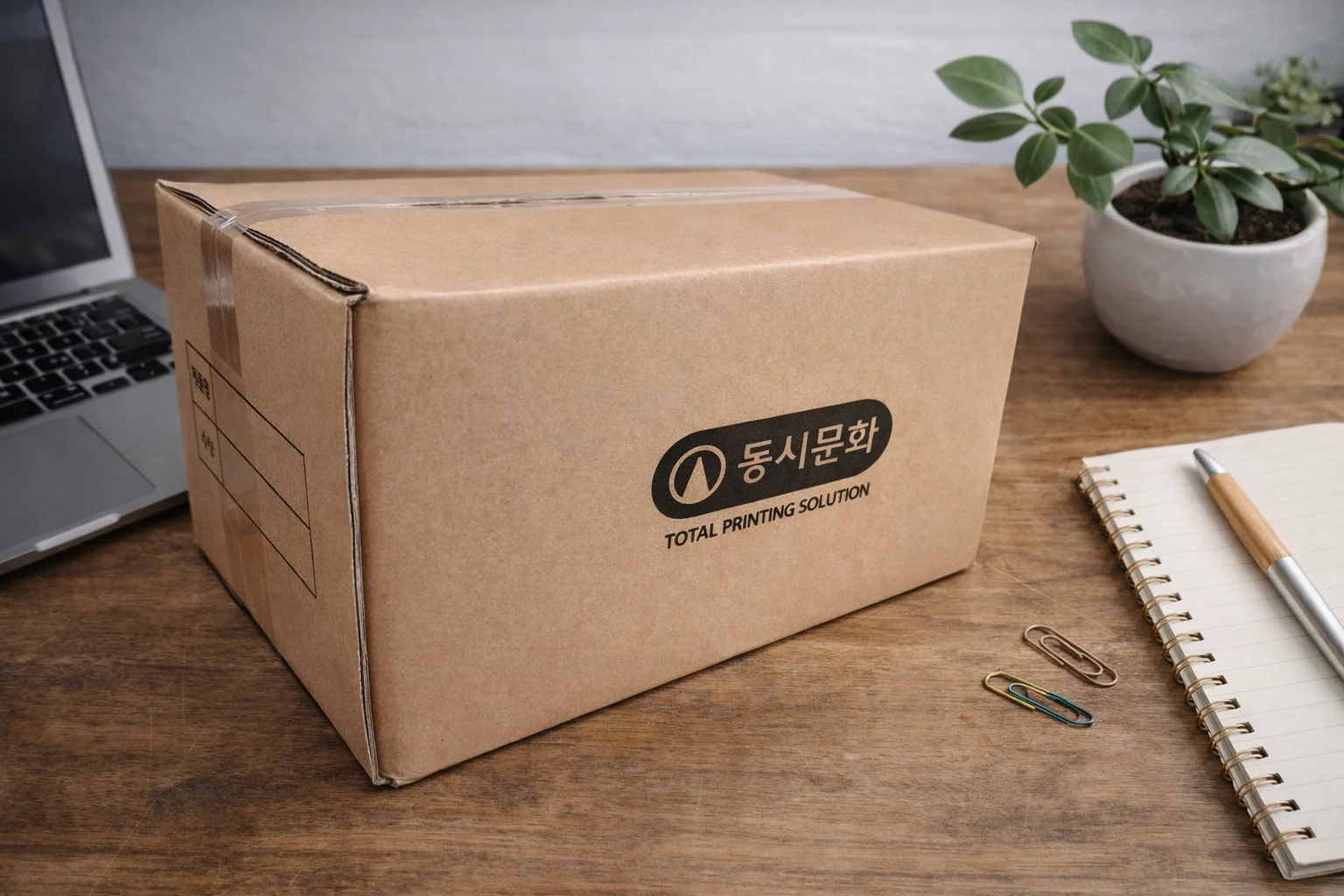 동서문화 로고 인쇄 골판지박스 제작 사례(택배·포장 박스)